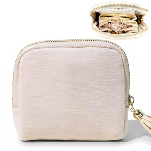 Cossaot Blanquecino Jewelry Pouch, 6 Capa Joyeros Mujer Organizador Pequeño