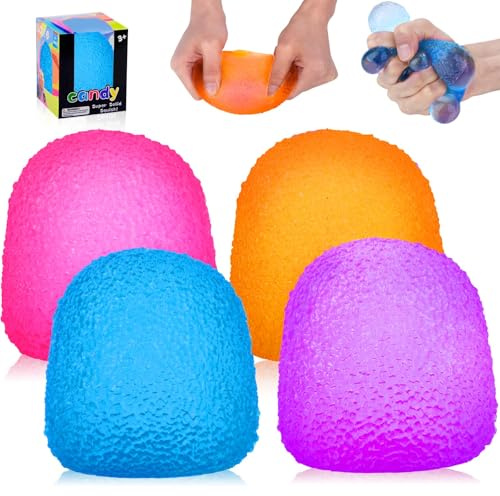Squishy Fidget Toys, 4 Stück Stressball Anti Stress Spielzeug für Kinder & Erwachsene, Squishies Stressabbau für Linderung von Angst & Geschenk für die Party