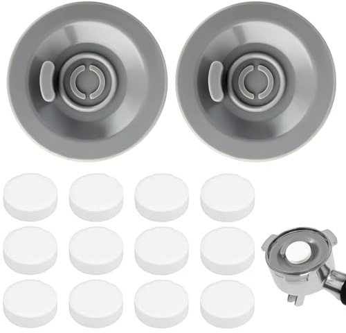Espresso-Reinigungsscheibe und 12 Reinigungstabletten, professionelles Kaffeemaschinen-Zubehör, 54 mm, Universal-Silikon-Espresso-Rückspülscheibe, kompatibel mit Ninja Luxe Kaffeemaschine, 2 Stück