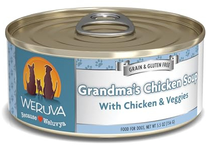 Weruva Classic Dog Food, Grandma's Chicken Soup with Chicken Breast & Veggies, 5.5oz Can (Pack of 24), Blue (4124)