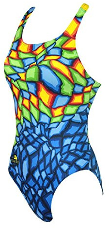 Costume da bagno da donna Turbo CRYSTAL blu professionale da donna, costume da bagno da nuoto allenamento competizione, striscia larga doppio strato, blu, S