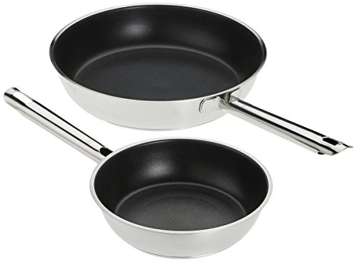 RÖSLE ELEGANCE Bratpfannen-Set 2-tlg., Hochwertige Universalpfannen mit robuster Antihaftversieglung ProPlex, 20 und 28 cm, Edelstahl 18/10, Induktionsgeeignet, Spülmaschinengeeignet, 54 x 32 x 13 cm | Pfannen-Set mit 20-/28-cm-Edelstahlpfannen, robuste Antihaftversiegelung ProPlex, induktions- und spülmaschinengeeignet