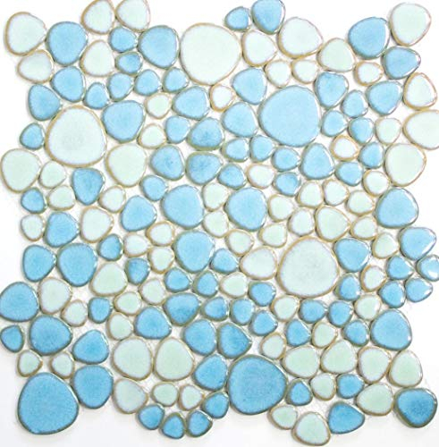 Piastrelle in ceramica per mosaico, colori: celeste, verde chiaro, lucide, per pavimento, pareti di bagno, doccia, cucina, specchio, vasca da bagno, rivestimento a mosaico