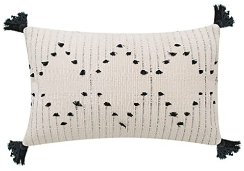 MOCOFO Funda de cojín 30x50cm con Flecos Tela de Flores Cortadas Funda de Almohada Bordada Bohemia Sofá Dormitorio Coche Sala de Estar (en Forma de w)