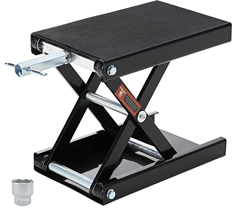 Donext Sollevatore a forbice per moto, capacità di 544 kg, ampio supporto per manutenzione bici, ATV, garage, centro di riparazione, cavalletto sollevatore, nero