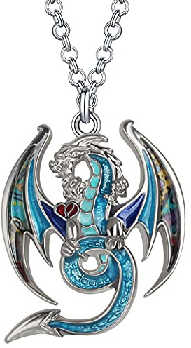 BONSNY Enamel Fantasy Dragon Necklaces Pendant for Women Jewelry Lucky Symbol 18 (Blue)