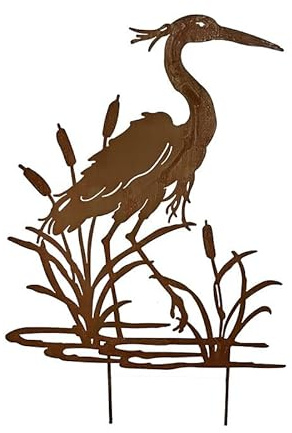 La Grande Prairie Silhouette déco Jardin héron 75x1x112cm Orange