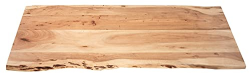 SAM Holzplatte Louis 140x60 cm Akazie Natur lackiert Baumkante Tischplatte | Baumkanten-Platte, Akazienholz naturfarben massiv, für Heimwerker, Arbeitsplatten, Tische & Fensterbretter