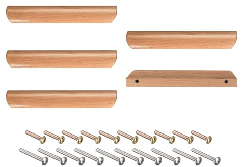 sourcing map 5 Stück Holzgriffe 160mm/6.3 Zoll Lochabstand | Für Küchenmöbel Schublade Kleiderschrank Schrank