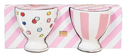 Blond Amsterdam Set aus 2 Eierbechern – Konfetti & Streifen – Handbemalt Frühlingsdesign – Geschenkidee