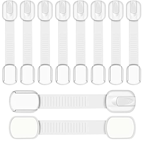 Fhlbestyu Armadio di sicurezza per bambini, 10/8 pezzi, sicurezza per cassetti, sicurezza per bambini, autoadesivo, per serratura dell'armadio senza foratura, con colla