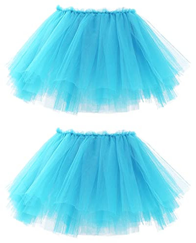 Bezioner 2 PCS Tüllrock Damen,Tütü Rock Damen 5 Lagig Festival Outfit Frauen Party Halloween Kostüme Ballettkleidung Tanzrock Hellblau