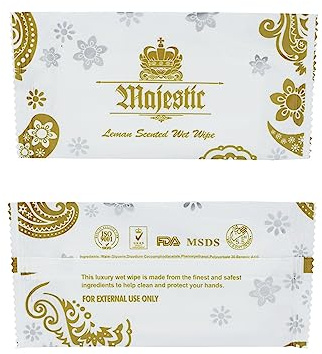 Large Lemon Scented Wet Wipes Hot/Cold Individually Wrapped Freshening Moist Wipes Hand Towels Napkins Restaurants Takeaways Bars Weddings Parties (100)