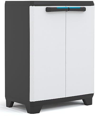 Ondis24 Kunststoffschrank Haushaltschrank Royal niedrig Multifunktionsschrank abschließbar, schnell aufgebaut, bewährtes Modell (90 cm)