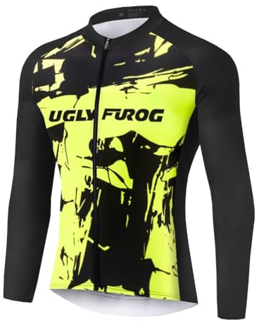 UGLY FROG 2024 Herren Winter Langarm Radtrikot Fahrradtrikot Radshirt Fahrradshirts Fahrradbekleidung für Männer mit Elastische Fleece Warm Schnell Trocknen Stoff
