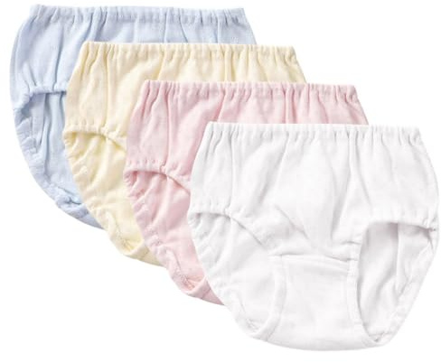 AOOPOO Lot de 4 Culotte Bébé Fille Slip Sous-vêtements en Coton Respirant Enfant Culotte d'Apprentissage Lavable Couleur Unie Bloomers Couvre-Couche Mignon Pantalon Court pour Bébé Tout-Petit 2-10 Ans