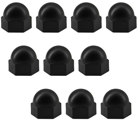 (10 Stück) M18 schwarz Nylon-Hutmuttern aus Kunststoff, Sechskantmutter, Gewinde-Kuppelmuttern