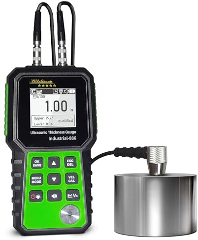 Tester di spessore a ultrasuoni Industrial-886 / Misuratore digitale di spessore dei metalli con gamma 0,04-15,75 pollici (1-400 mm) / strumento di misura industriale