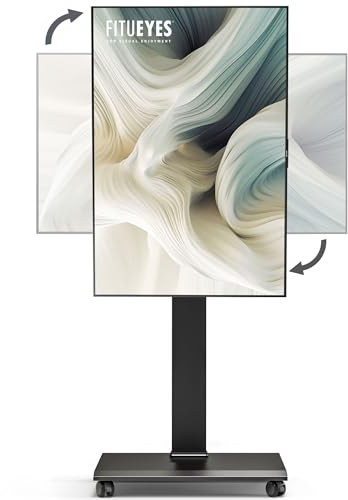 FITUEYES Carrello Porta TV con Ruote per 32-75 Pollici, Orizzontale e Verticale Supporto TV da Pavimento e Metallo Base, 40° Girevole & 7 Altezza Porta TV da Terra Max VESA 600x400mm Portata 40kg