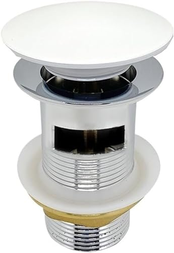 Waschbecken-Becken-Stopfen-Abfluss-Badezimmer-Waschbecken-Push-Down-Pop-up-Ablauf-Waschbecken-Abfluss-Stopfenstopfen, gebürstetes Gold, Mattschwarz, Weiß, Roségold, Desodorierungstyp ( Color : White C