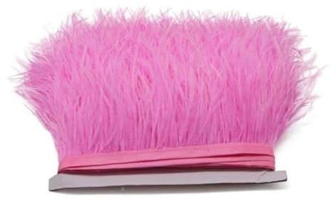4–6 Zoll langer Straußenfederbesatz, mintgrüne Federfransenquaste auf Band zum Basteln, Hochzeitskleid, Dekoration, Kleidung, Nähen-05 rosa-2 Meter