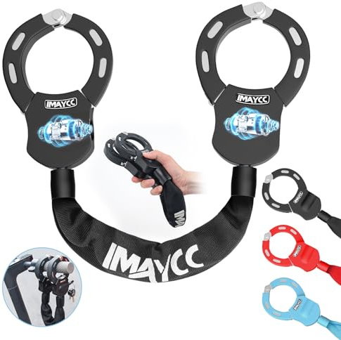 IMAYCC Neue E Scooter Schloss 8MM, Handschellenschloss mit Schlüssel, Schloss für E Scooter mit Gummi-Lock-Hülse, Fahrradschloss Hohe Sicherheit, Ideal für E Roller, Fahrrad, Kinderwagen (Schwarz)