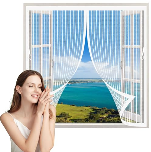 Zanzariere Magnetiche 58 x 160 cm Varie Taglie, Anti Zanzare Zanzariera Finestra Calamite Tenda Facile da Installare Senza Fori, Antistrappo per Porta Finestra, Bianco