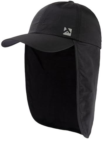 TOP-EX XL/XXL wasserdichte Baseball Cap Herren mit Nackenklappe UPF 50 Sonnenhüte Damen, Faltbar Sommerhüte Safari Wandern Outdoor-Hut Atmungsaktiv Verstellbar Schwarz XL/XXL