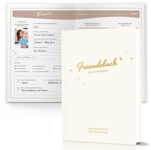 Freundebuch für erwachsene - Gästebuch für Meine Freunde - Freundschaftsbuch mit persönlichen Fragen - Geschenk für einen guten Freund - Erinnerungsalbum für bis zu 44 Freunde zum Ausfüllen(Beige)