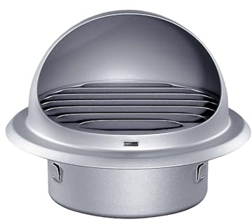 GEFONG Round Stainless Steel Louvered Wall Ventilation Grille 5 inch 125 mm with Anti-Insect Mesh for Ceiling Extractor Fan Bathroom Air Vent Cover Tumble Dryer Cooker Hood Ducting Silver-Gray 1 pc