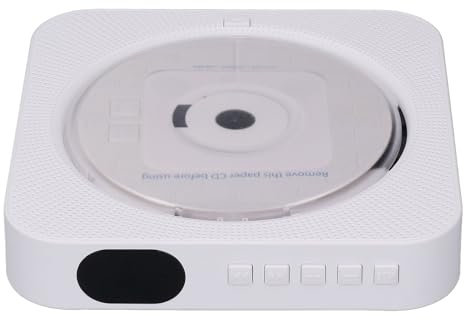 Cd Player, Wall Mount Wireless 2 Modes Cd Player with Speakers for Travel (White)