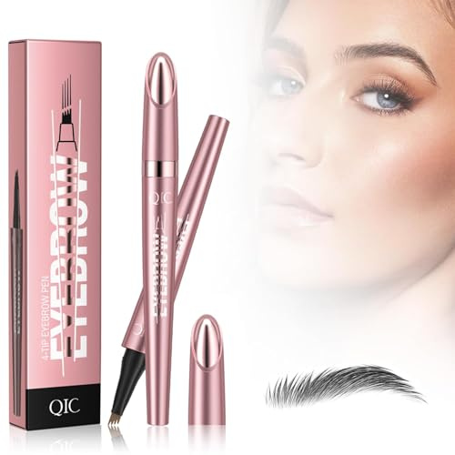 2024 Neu 3D Microblading Augenbrauenstift mit 4 Gabelspitzen Applikator,Augenbrauenstift Wasserfest,Langanhaltenden Magischer Eyebrow Pen Erzeugt Mühelos Natürlich Aussehende Brauen (3#Grau)