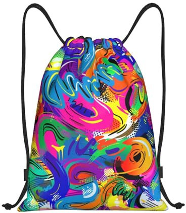 BNVSADC Colorful Spray Pattern Printed Drawstring Backpack Bag for Men Women Sports Gym String Bag for Beach Shopping Travel Sport Yoga Sackpack, M