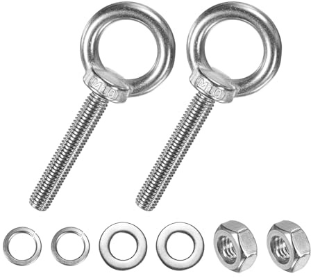 M METERXITY 2 Stück Ringschraube, M10 x 60mm Ösenschrauben, 304 Edelstahl Schraubösen, Augenschraube mit Gewinde, Ringmutter für Ornamente, Blumentöpfe, Schaukelständer