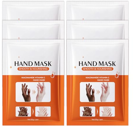 Hand Masks Moisturizing Gloves,6 Pairs Hydrating Hand Peel Masks Gift Set for Dry Cracked Hands Care,Long-lasting and Non-greasy Hand Moisturizer Gloves for Women E