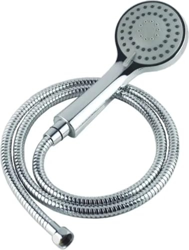 Universal-Handbrause mit Edelstahl-Brauseschlauch – 1,5 Meter – Duschkopf mit 3 Einstellungen & Antikalk-Düsen – Einfache Installation – Chrom/Silber