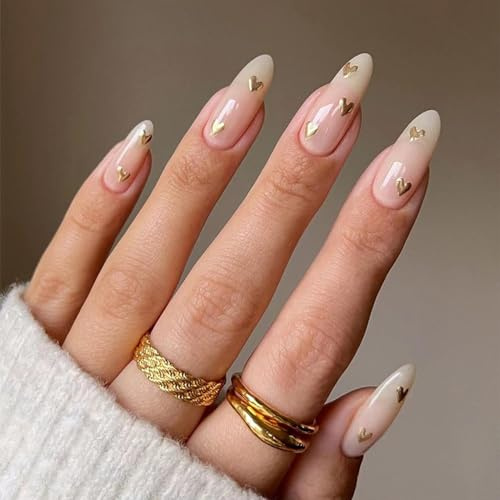 TELAIN Kunstnägel Zum Aufkleben Set, 24 Stück Full Cover Fingernägel Mit 12 Größen, Inkl. Nagel Feile, Jelly Klebeaufkleber, Wiederverwendbare Press On Nails