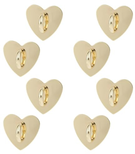8pcs Heart Phone Charm Holder, 1inch Cell Phone Charm Hook | Metal Finger Ring Stand Sticky Phone Grip Loop Adhesive Ring holder for Phone Case Pad Tablet DIY Accessories, Gold