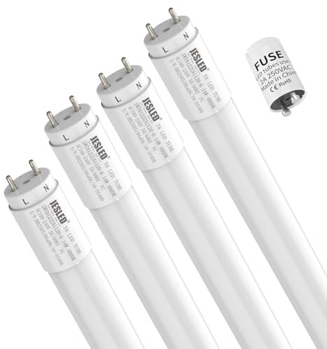 JESLED T8 G13 LED Röhre 150cm 6000K, 2970LM, 18W Leuchtstoffröhre -4er Set | PC-Material, Energieklasse C, hohe Lichtausbeute ersetzen 36W inkl. Starter -Ideal für Büro, Supermarkt, Garagen, Lagerhalle