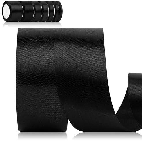 Foshird Satinband Schwarz 40mm x 22m Geschenkband Breit Schleifenband Polyester Bänder zum Basteln Dekoband für Geschenkverpackung Geburtstag Hochzeit DIY