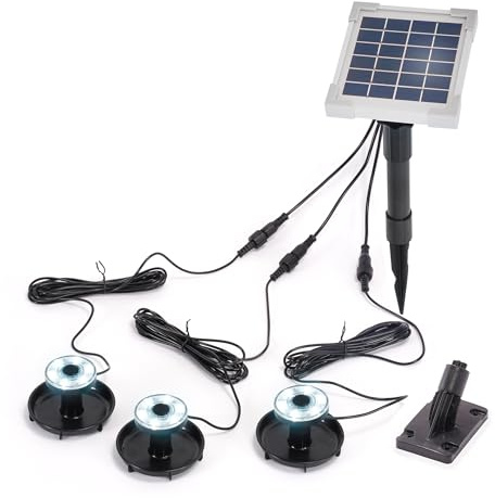Esotec Solarstrahler 3er Set Gartenstrahler Teichbeleuchtung Spot 101400 | 2Wp Solarmodul, 3x20lm, LiFePO4 3,2V/1500mAh Akku, 6500K, IP68, Leuchtdauer bis 10Std., Dämmerungssensor, Über- & Unterwasser