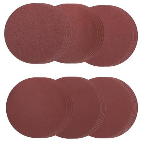 sourcing map 30pcs 200mm PSA Sanding Discs, 60/80/100/120/180/240 Grits Aluminum Oxide Self Adhesive Stick Back Sandpapers Round Sander Papers, Sand Auto Car Paint (5pcs of Each Grit)