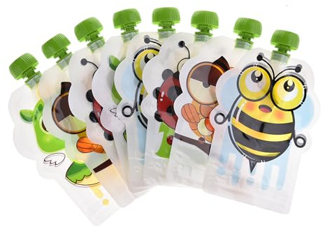 Lot De 8 Gourde Compote Enfant Rechargeables Et Reutilisable, Bâtonnets De Purée De Fruits Maison Dans Un Sac De Rangement, Gourde Compote Reutilisable Pour Bébé Nt S Compotes Et Purées