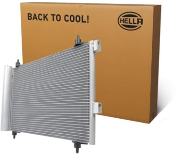 HELLA 8FC 366 220-381 Condensador, aire acondicionado - Tubos refrigerantes paralelo - Aluminio - con juntas - sin secador