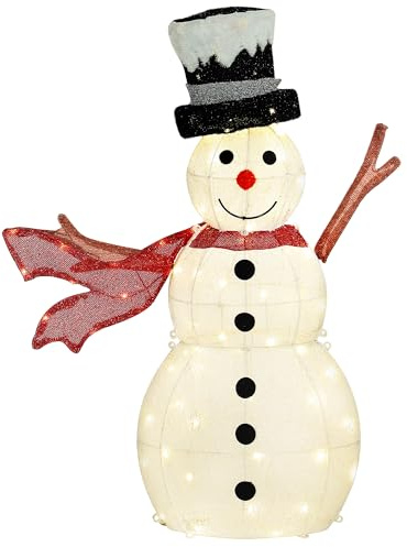 Outsunny 78er LED Weihnachtsdeko, Weihnachten Schneemann, Weihnachtsbeleuchtung in warmweiß, Stahlrahmen, für Indoor, Outdoor, Mehrfarbig