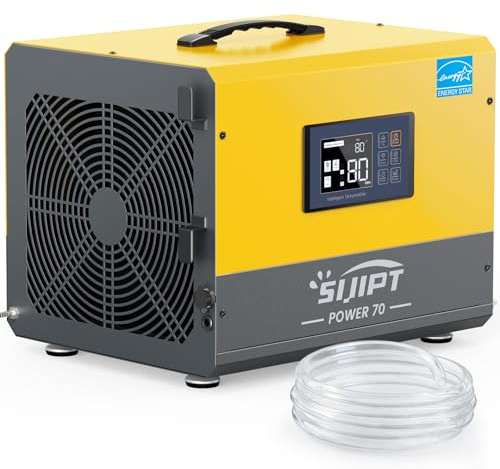 70 Pint Crawl Space Dehumidifier with Energy Star & Pump & Drain Hose for Basement, Commercial, Whole House, Industrial, Water Damage Restoration, Spaces Up to 2000 Sq Ft, Auto Defrost,Memory Restart