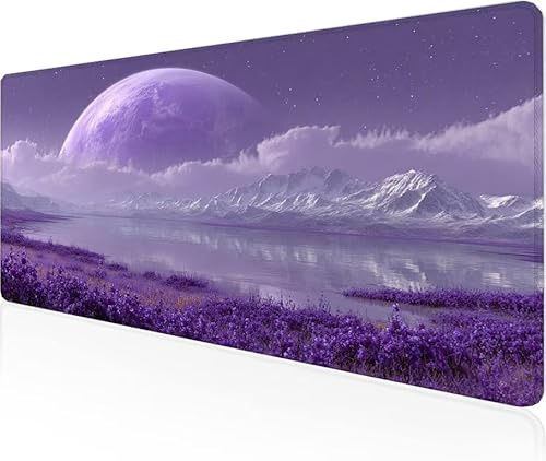 Musmatta lila spelmusmatta blommor stor skrivbordsmatta 800 x 400 x 3 mm, arbete från hem väsentligheter halkfri gummibas specialtexturerad vattentålig yta slitstark skrivbord matt för laptop Y1-697