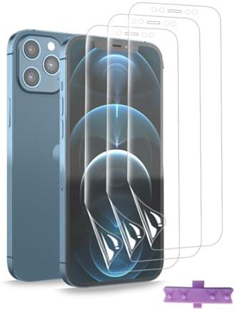 POMICOSS 3 Stück Hydrogel Folie für iPhone 12 Pro Max TPU Schutzfolie Selbstheilende HD-Klar Weich Displayschutzfolie mit Einfacher Installation, Kratzfest, Blasenfrei[Kein Glas]