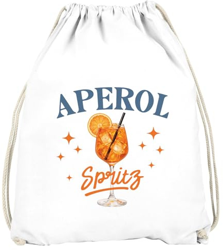 MoonWorks® Turnbeutel Spruch Lustig - Apéro Getränk- Gruppenoutfit Gadget Accessoires Party JGA Fasching Karneval Gymbag Weiss unisize