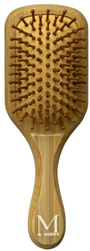 MOONIE'S Cepillo de pelo de bambú 100%, mini cepillo de remo con cerdas de bambú, cepillo de bambú de alta calidad para desenredar el pelo largo, cepillo de pelo de madera para mujeres, hombres y
